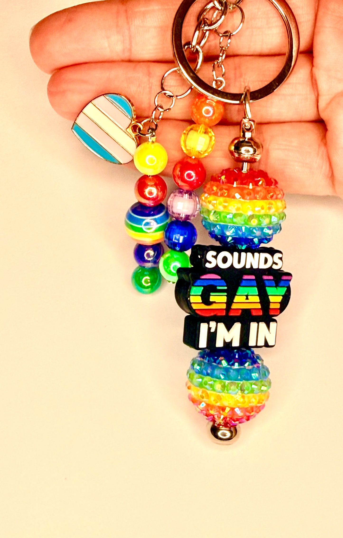 Pride Month Beaded Keychain – LGBTQ+ Rainbow Charm Keyring, Handmade Beaded Bag Charm, Pride Gift Accessories