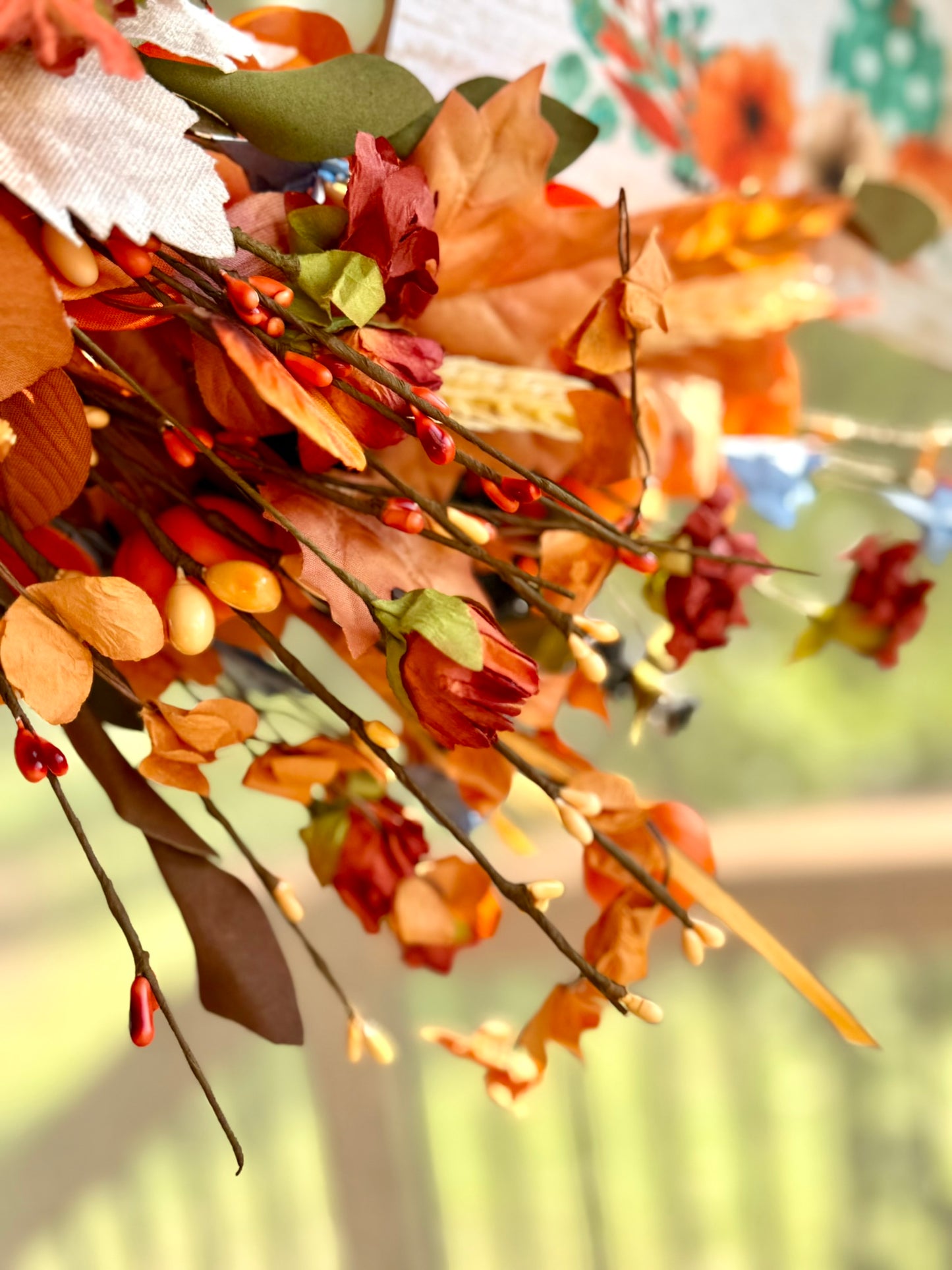 Fall Grapevine Wreath w/ Florals, Sign and Bow