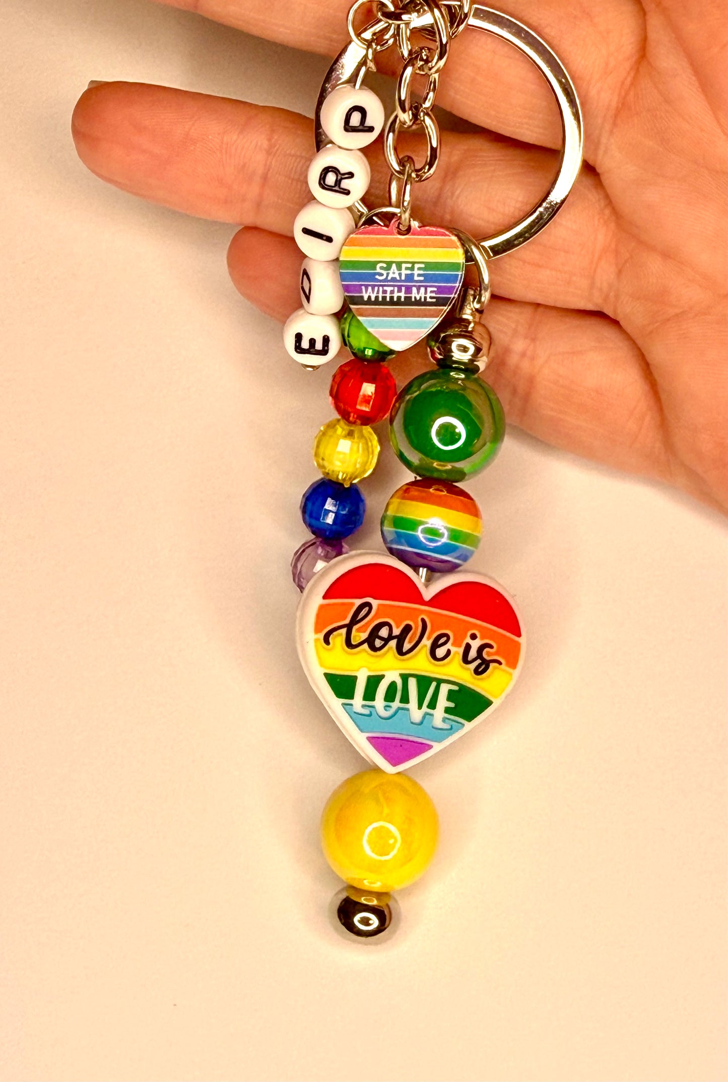 Pride Month Beaded Keychain – LGBTQ+ Rainbow Charm Keyring, Handmade Beaded Bag Charm, Pride Gift Accessories