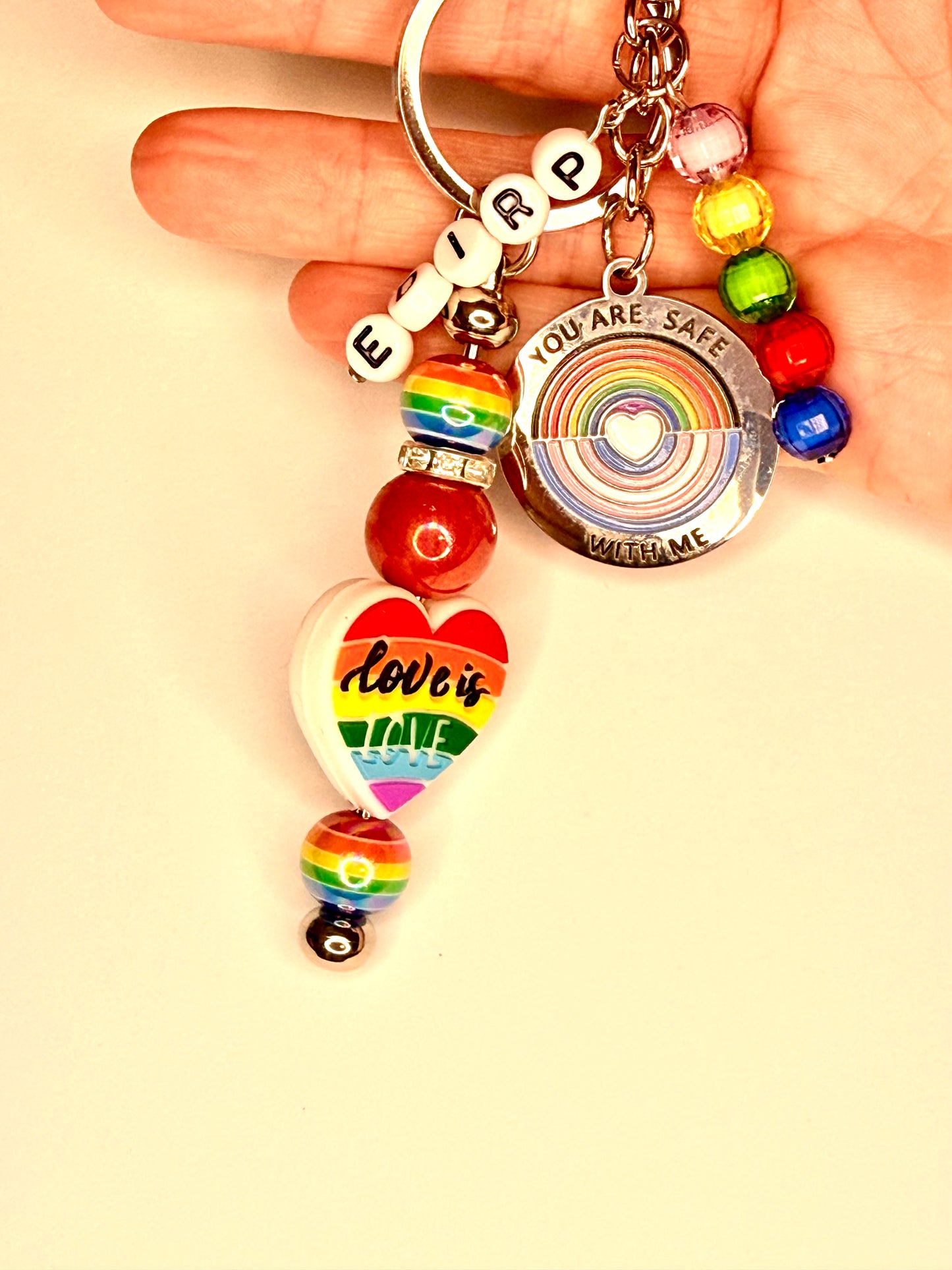 Pride Month Beaded Keychain – LGBTQ+ Rainbow Charm Keyring, Handmade Beaded Bag Charm, Pride Gift Accessories