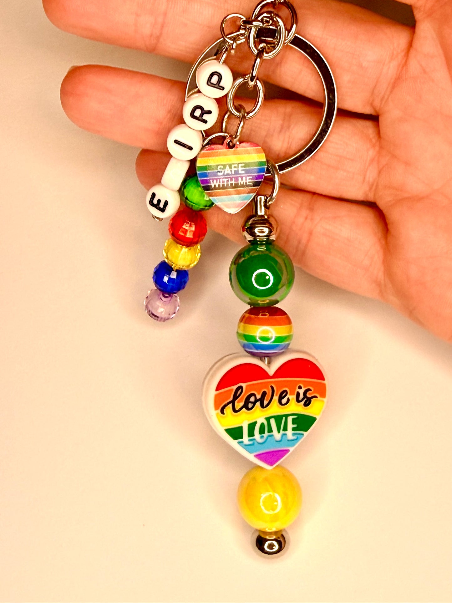 Pride Month Beaded Keychain – LGBTQ+ Rainbow Charm Keyring, Handmade Beaded Bag Charm, Pride Gift Accessories