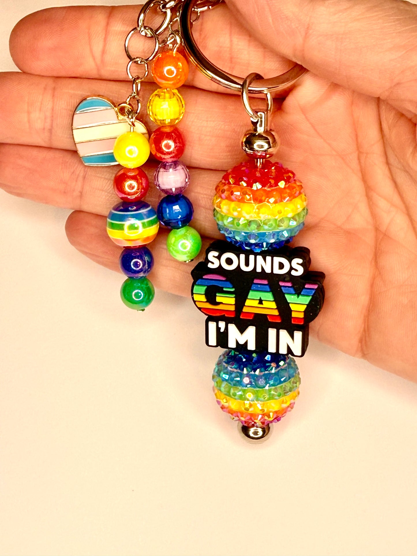Pride Month Beaded Keychain – LGBTQ+ Rainbow Charm Keyring, Handmade Beaded Bag Charm, Pride Gift Accessories
