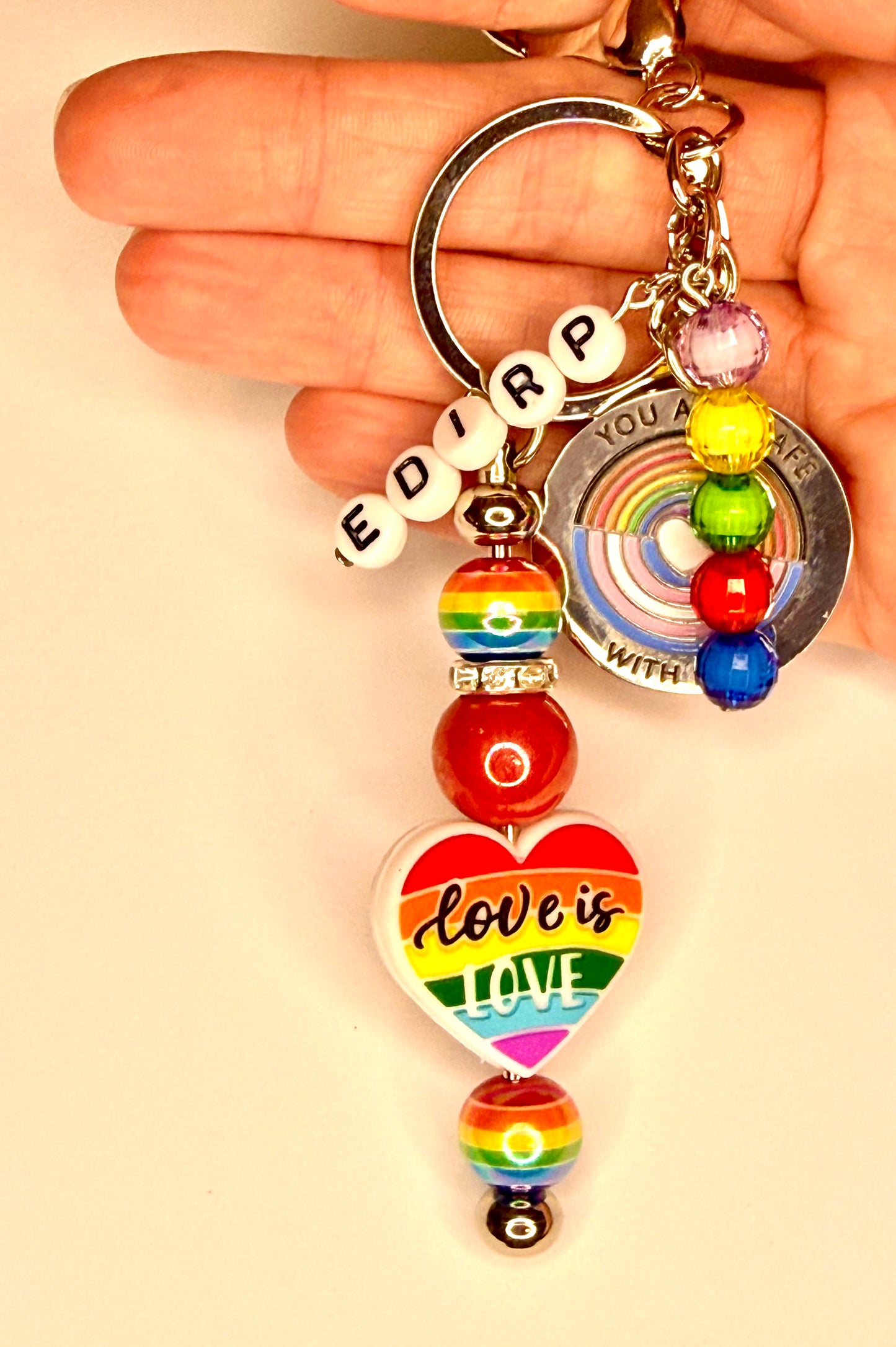Pride Month Beaded Keychain – LGBTQ+ Rainbow Charm Keyring, Handmade Beaded Bag Charm, Pride Gift Accessories