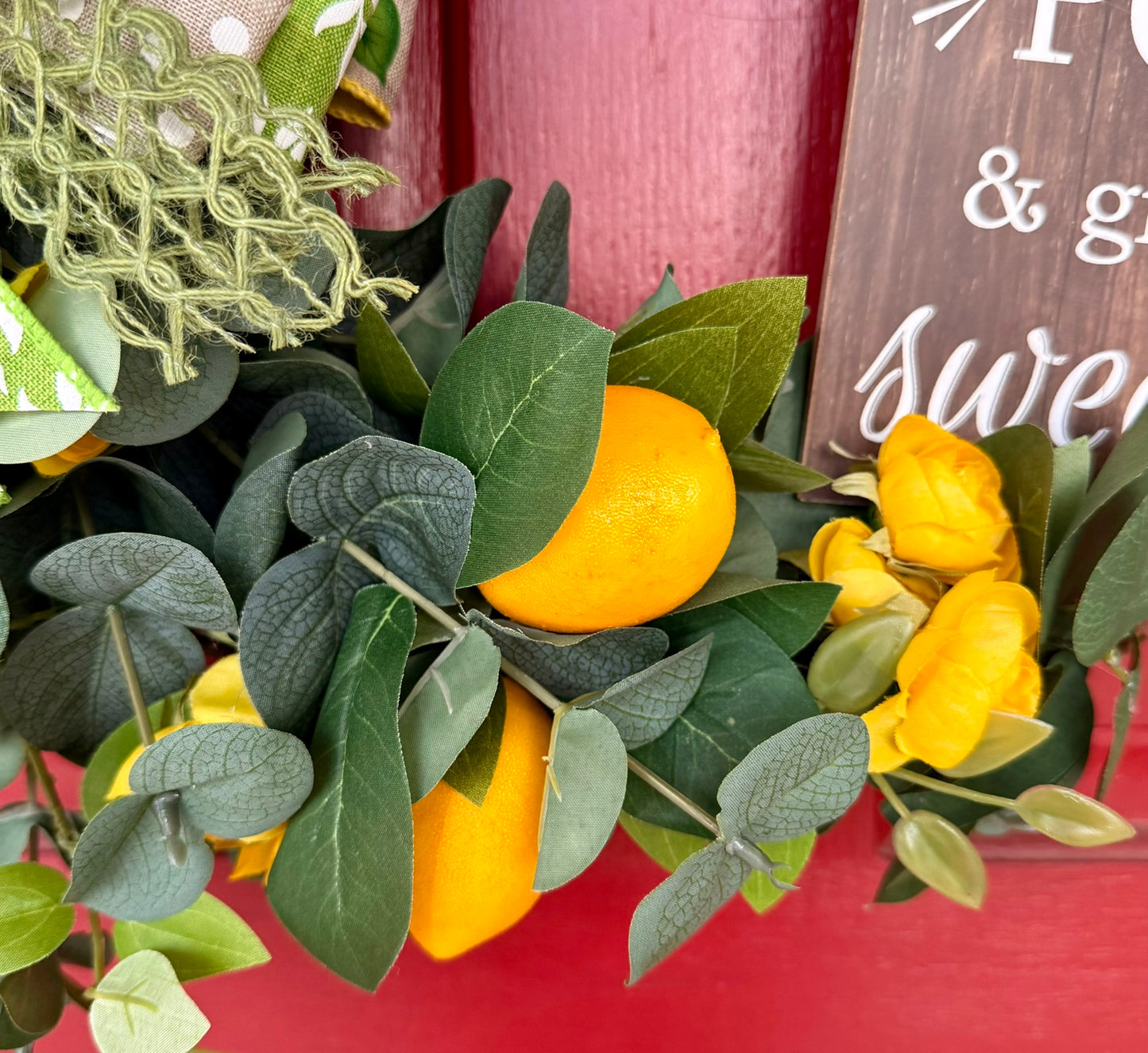 Lemon Grapevine Wreath for Summer or Spring