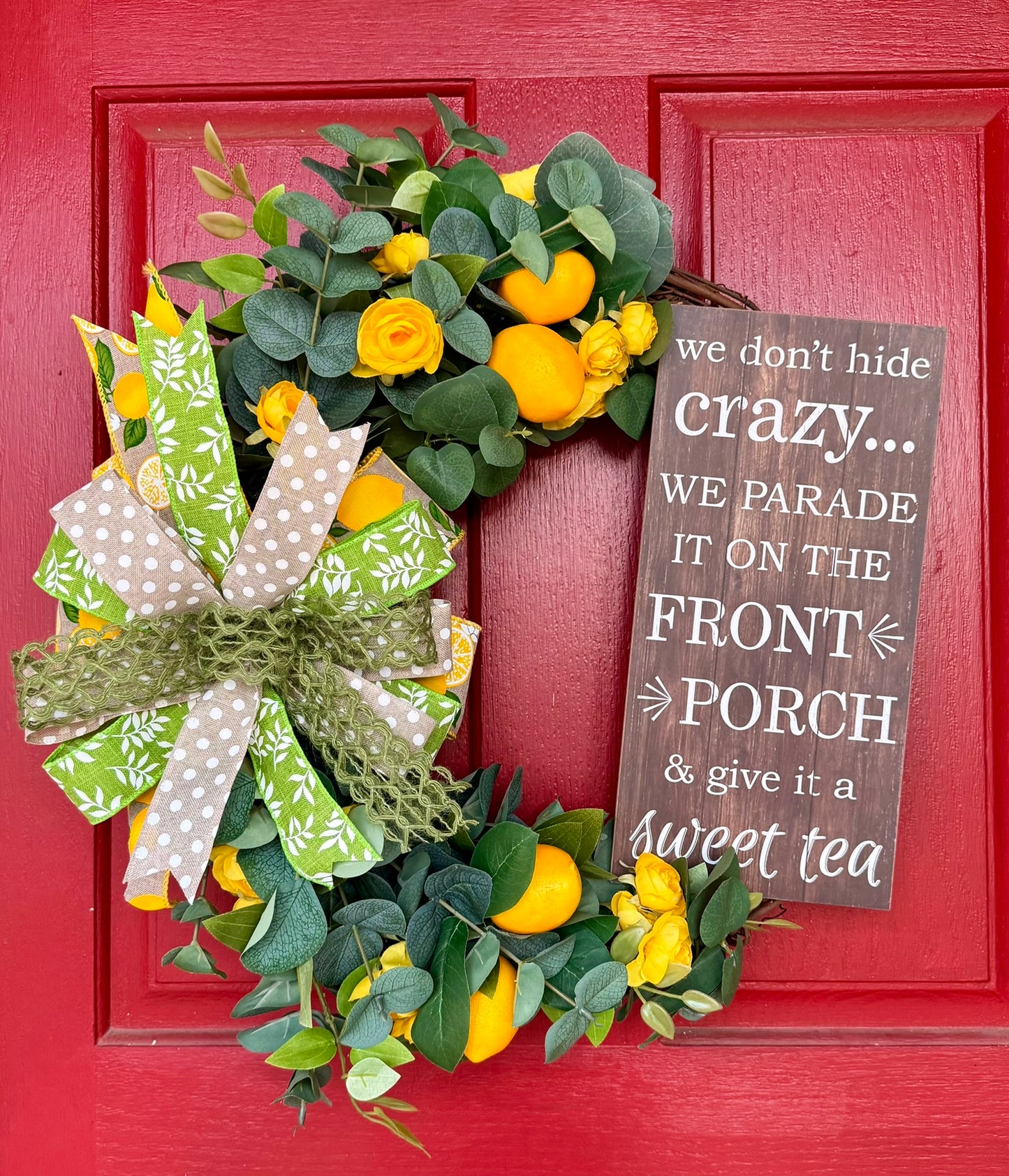Lemon Grapevine Wreath for Summer or Spring