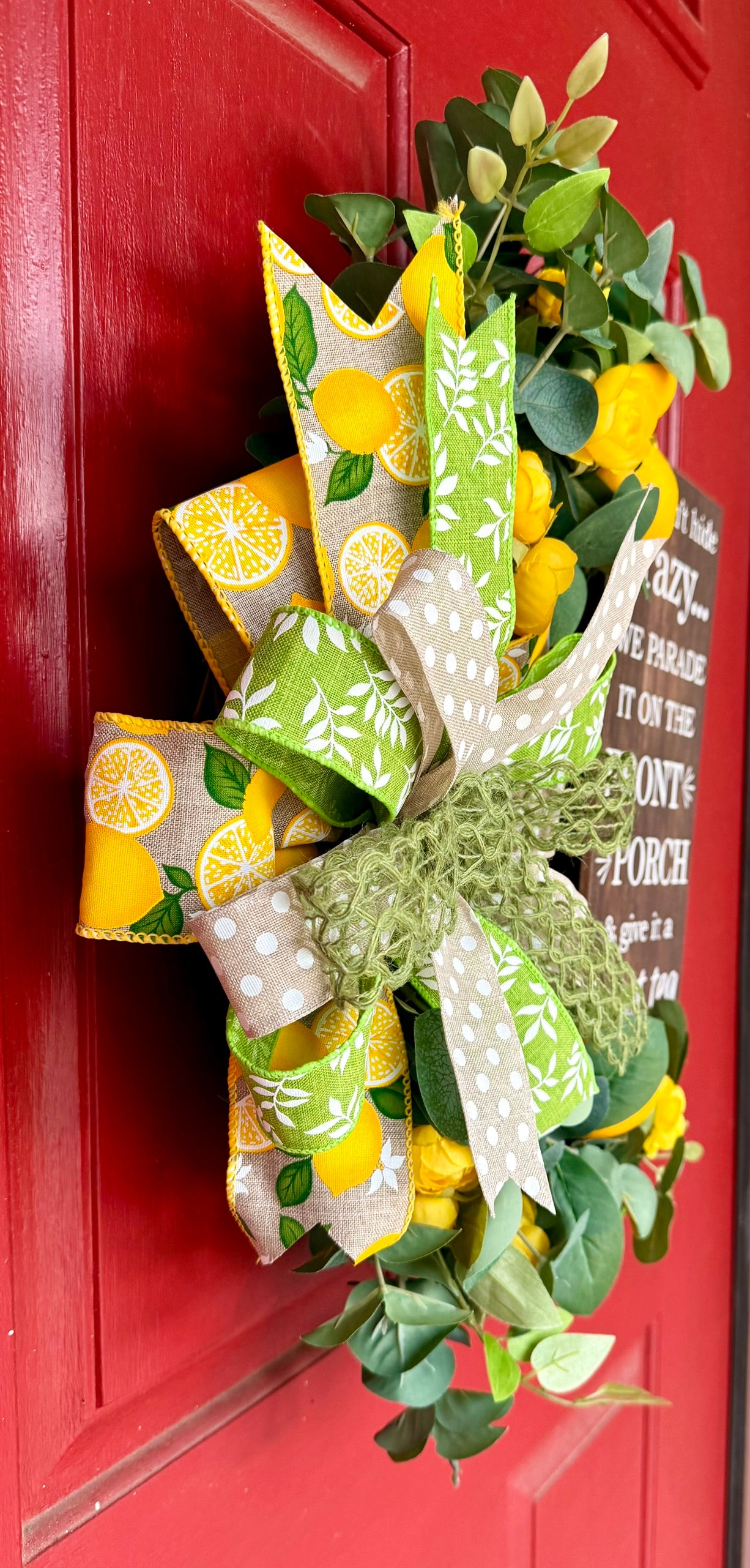 Lemon Grapevine Wreath for Summer or Spring