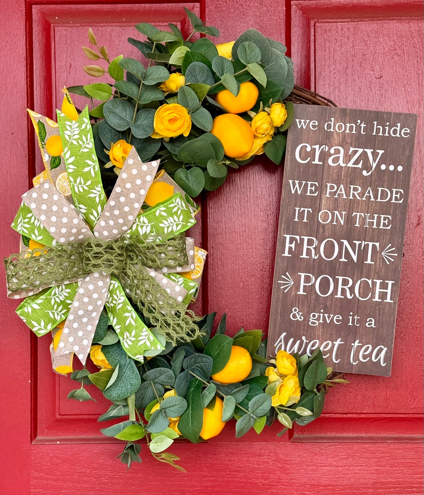 Lemon Grapevine Wreath for Summer or Spring